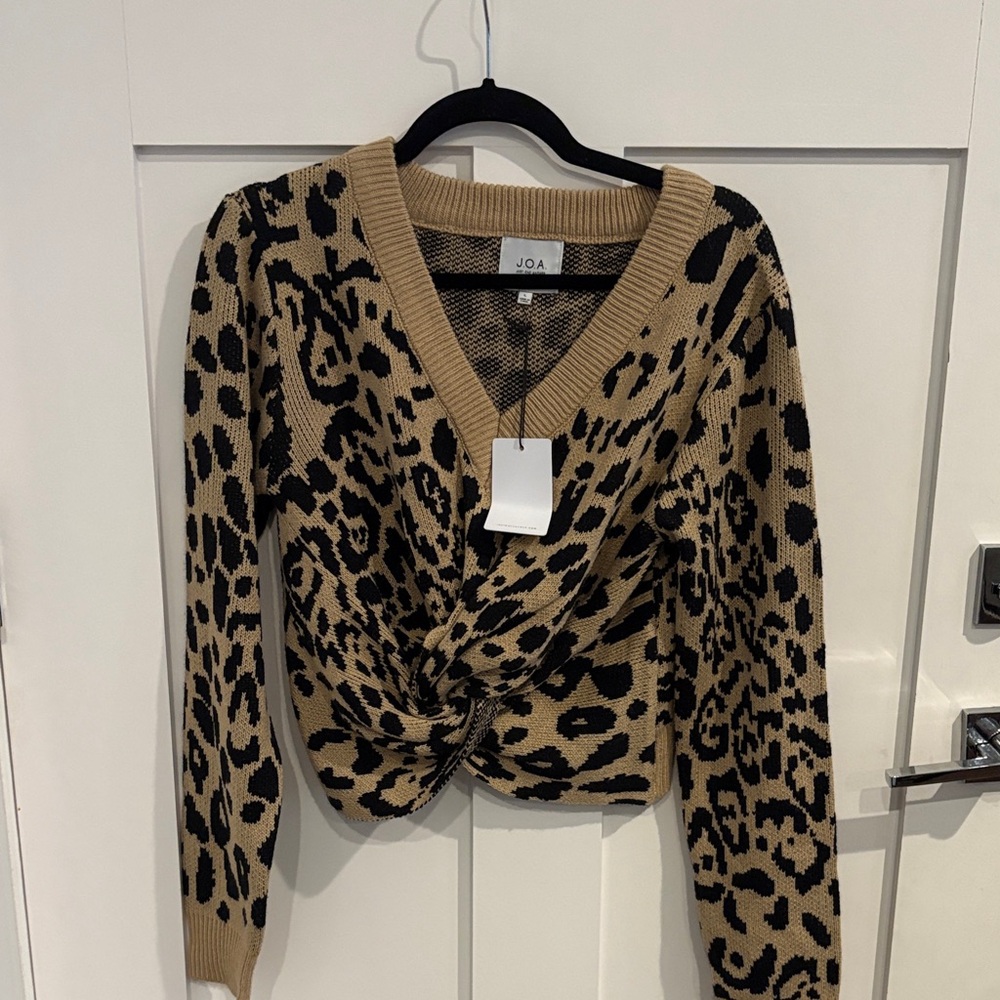 J.O.A. Beige and Black Knit Sweater
